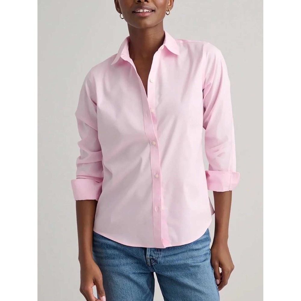 UNTUCKit NWT Bella Button Down Shirt Pink Long Sleeve Wrinkle Resistant Size 6